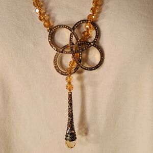 Heidi Daus "Never Ending Elegance" Champagne Beaded Lariat Necklace